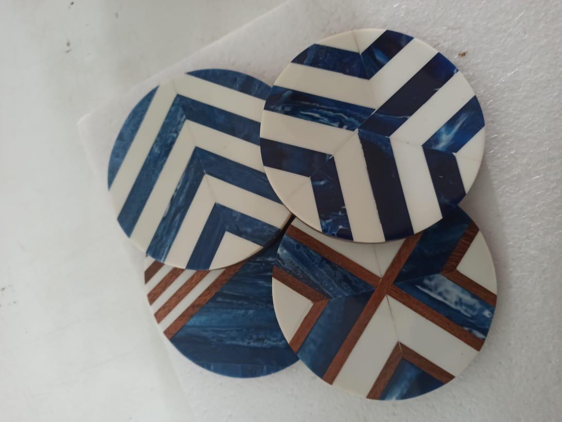 Mop resin wooden coaster set